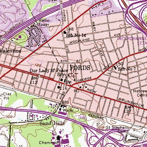 Topographic Map of Our Redeemer Lutheran School, NJ