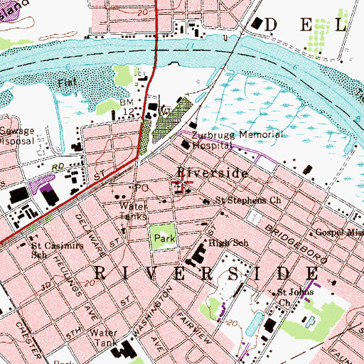 Topographic Map of Saint Peters Elementary School, NJ