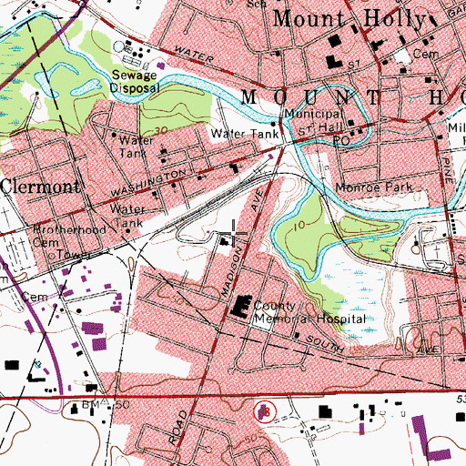 Topographic Map of Githens Center School, NJ