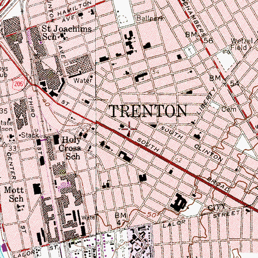 Topographic Map of Harrison Elementary School, NJ