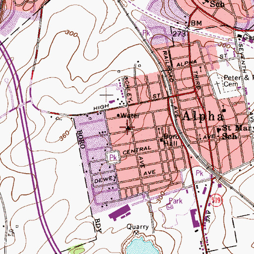 Topographic Map of Alpha Elementary School, NJ