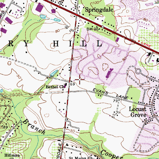 Topographic Map of Baptist Regional Elementary School, NJ