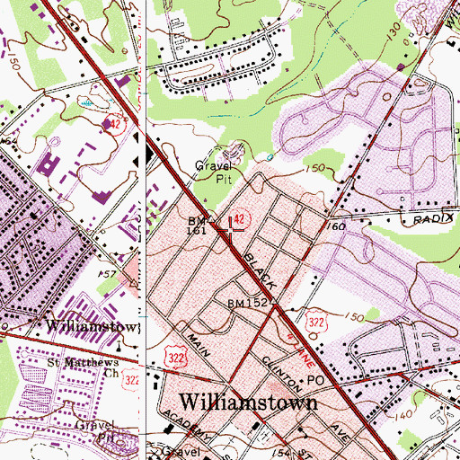 Topographic Map of Y A L E School, NJ
