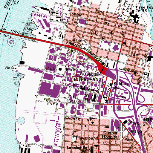 Topographic Map of Camden Center for Youth Development Alternative School, NJ