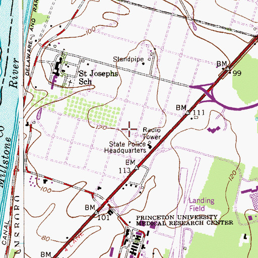 Topographic Map of The Harmony School at Princeton Forrestal Village, NJ