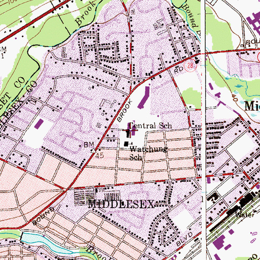 Topographic Map of Von E Mauger Middle School, NJ