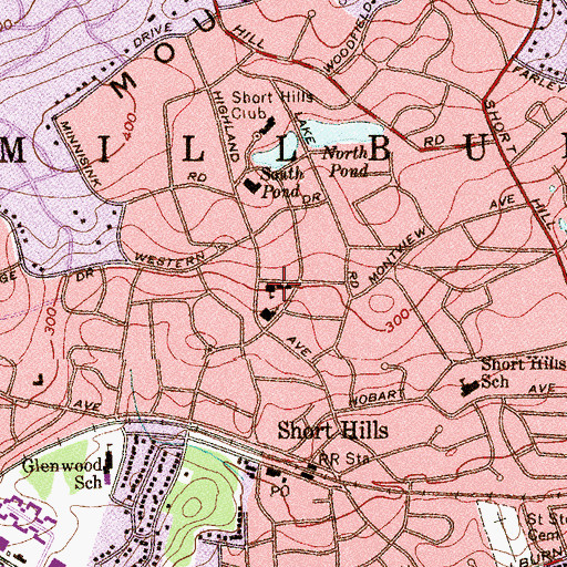 Topographic Map of Winston School, NJ