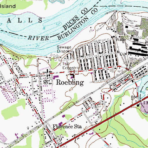Topographic Map of Roebling Elementary School 5, NJ