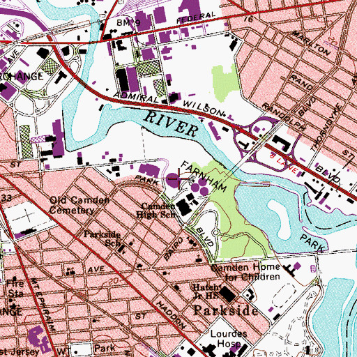 Topographic Map of Forest Hill Elementary School, NJ