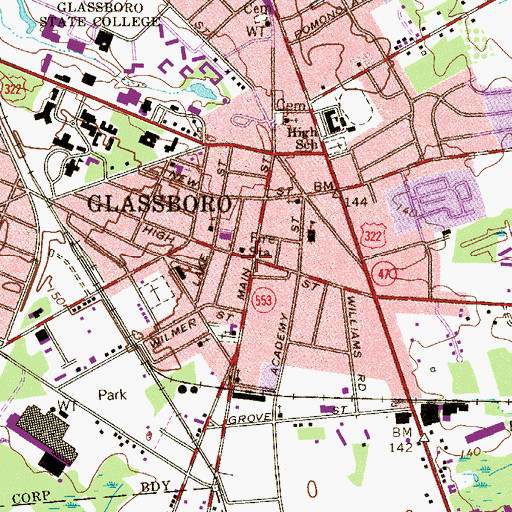 Topographic Map of Saint Bridget Regional School, NJ