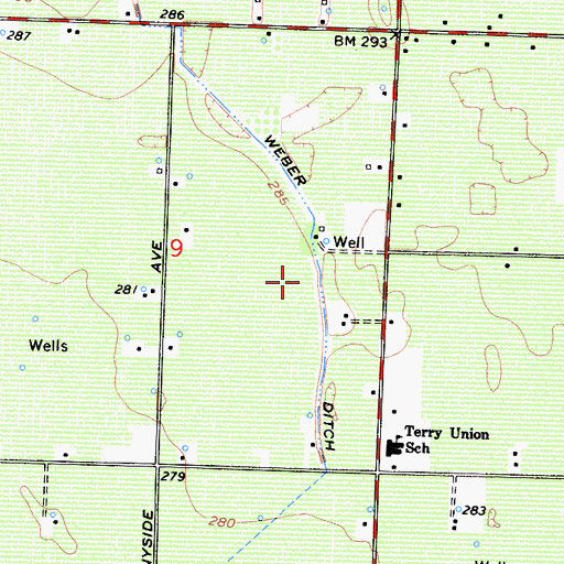 Topographic Map of Weber Ditch, CA