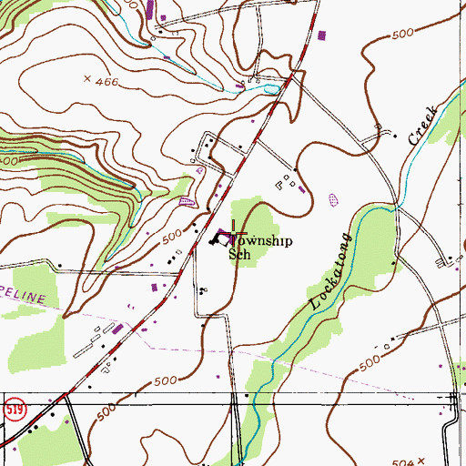 Topographic Map of Kingwood Township Elementary School, NJ