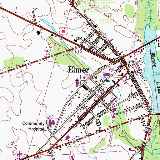 Topographic Map of Elmer Elementary School, NJ
