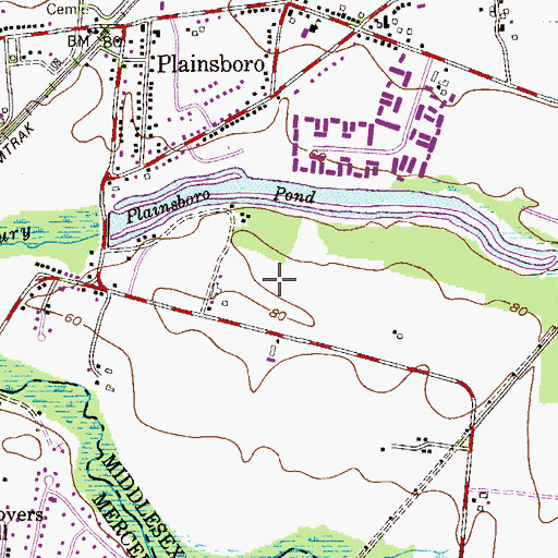 Topographic Map of Millstone River Elementary School, NJ