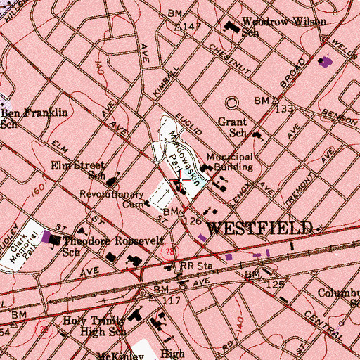 Topographic Map of Westfield Day Care Center School, NJ