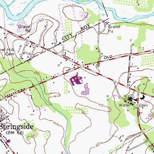 Topographic Map of Burlington Township High School, NJ