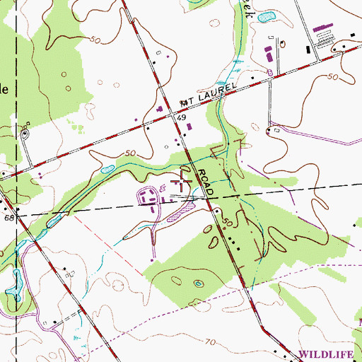 Topographic Map of Burlington County Special Services School Lumberton Campus, NJ