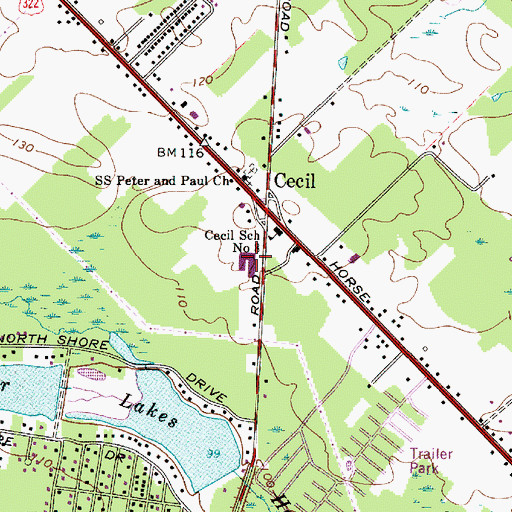 Topographic Map of Whitehall Elementary School, NJ