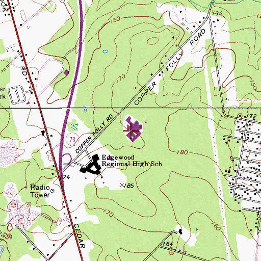 Topographic Map of Winslow Townhsip Middle School, NJ