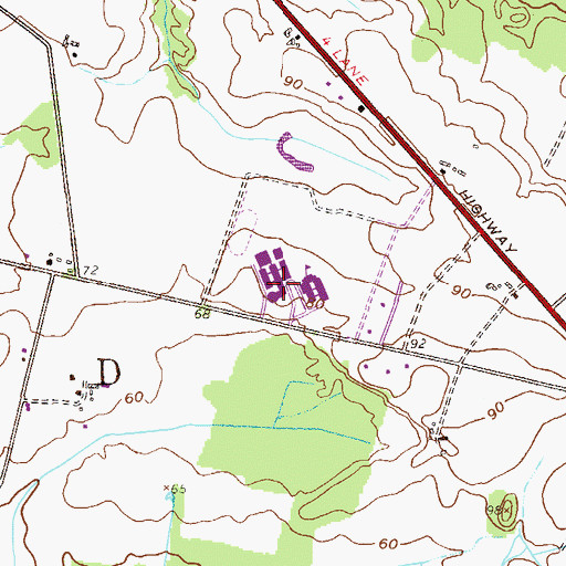 Topographic Map of Northern Burlington County Regional High School, NJ