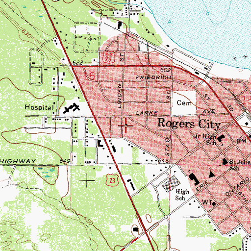 Topographic Map of Sunrise Assembly of God Church, MI