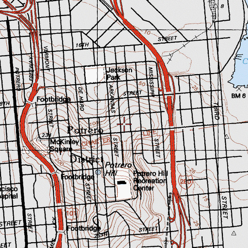 Topographic Map of Daniel Webster Elementary School, CA