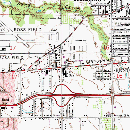 Topographic Map of Benton Township Police Department, MI