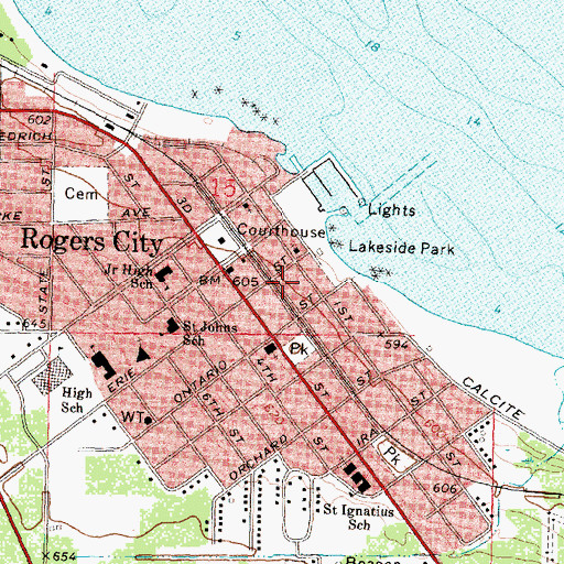 Topographic Map of Rogers City Station (historical), MI
