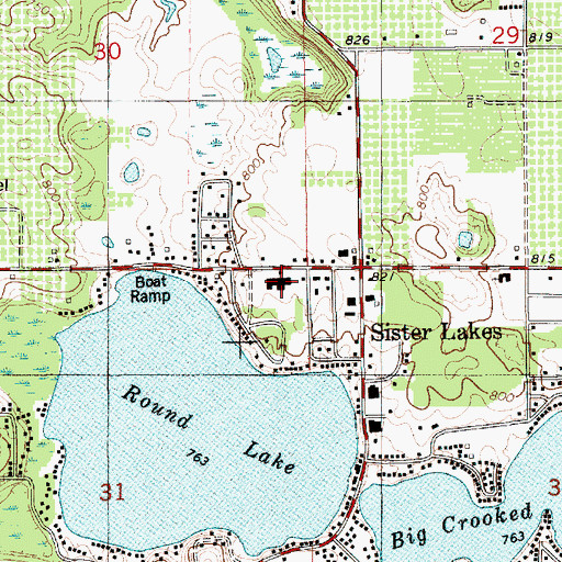 Topographic Map of Sister Lakes Elementary School, MI