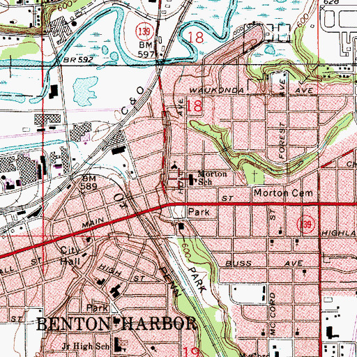 Topographic Map of Morton House Museum, MI