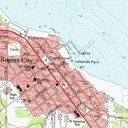 Topographic Map of Saint Luke's Episcopal Church, MI