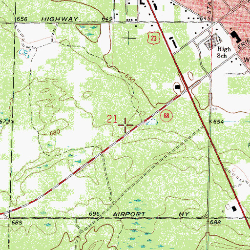 Topographic Map of Peace Lutheran Church, MI