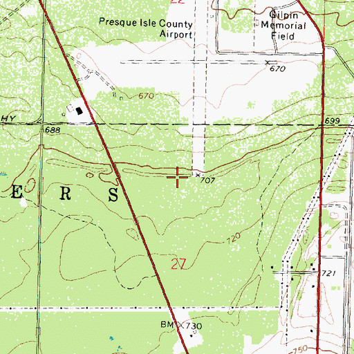 Topographic Map of Westminster Presbyterian Church, MI