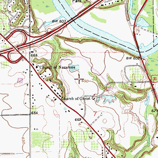 Topographic Map of The Oaks Golf Course, MI