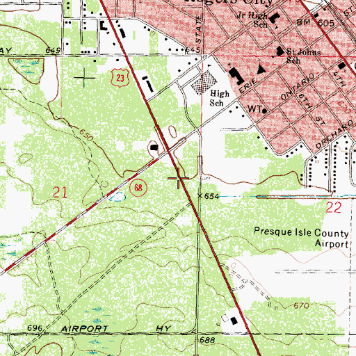 Topographic Map of Rogers City Community Health Center, MI