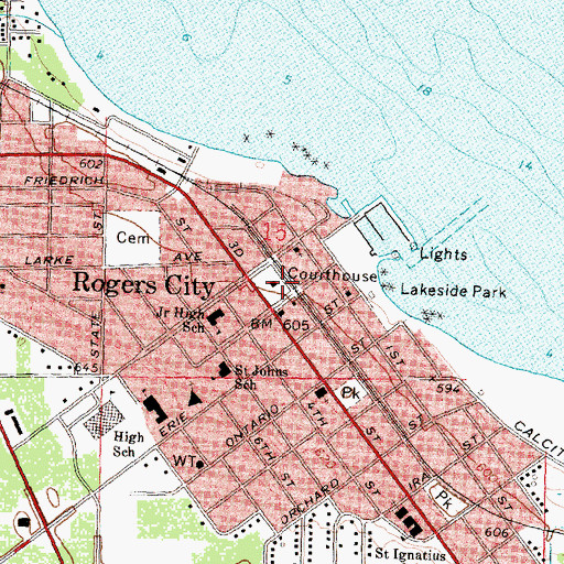 Topographic Map of Presque Isle Courthouse, MI