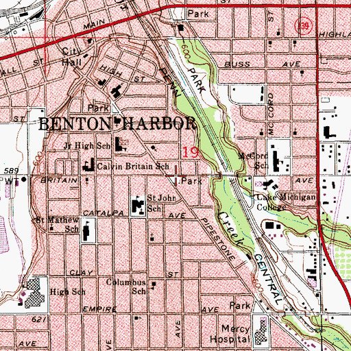 Topographic Map of Pipestone Park, MI
