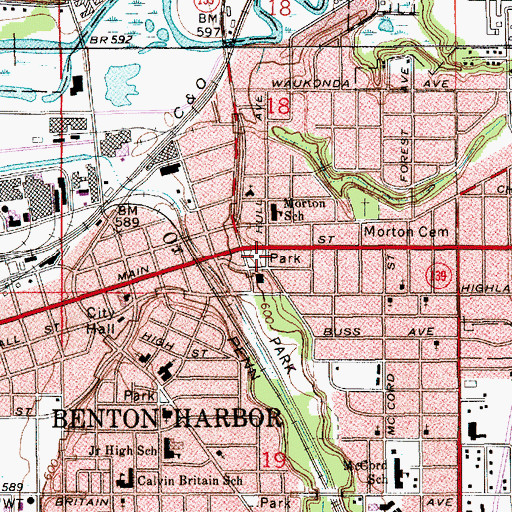 Topographic Map of Cass Park, MI