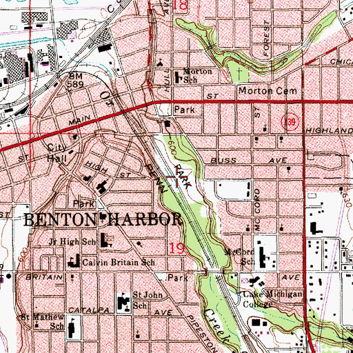 Topographic Map of Hull Park, MI