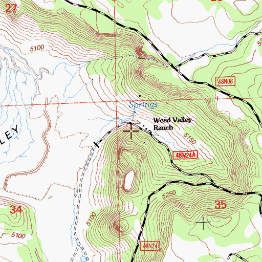 Topographic Map of Weed Valley Ranch, CA