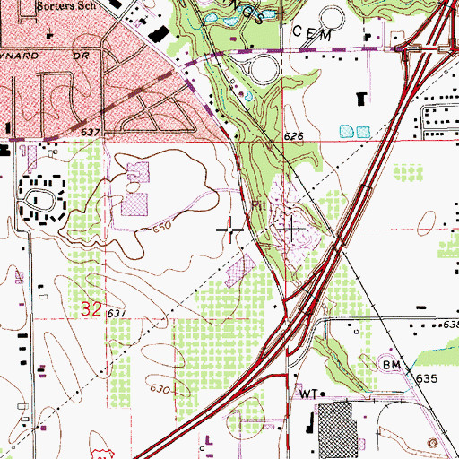 Topographic Map of Orchards Mall, MI