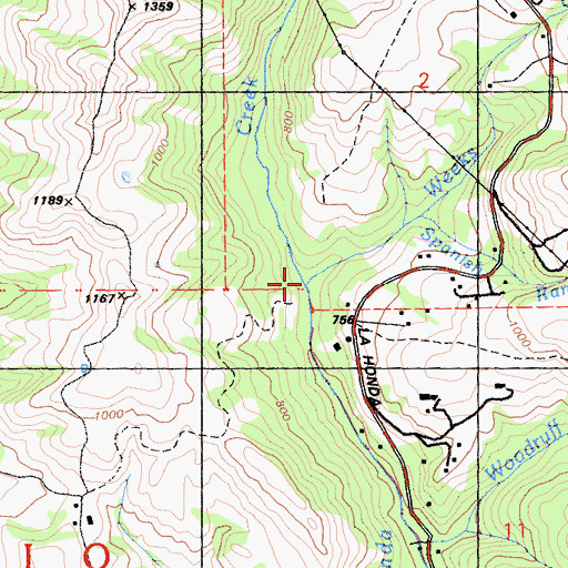Topographic Map of Weeks Creek, CA