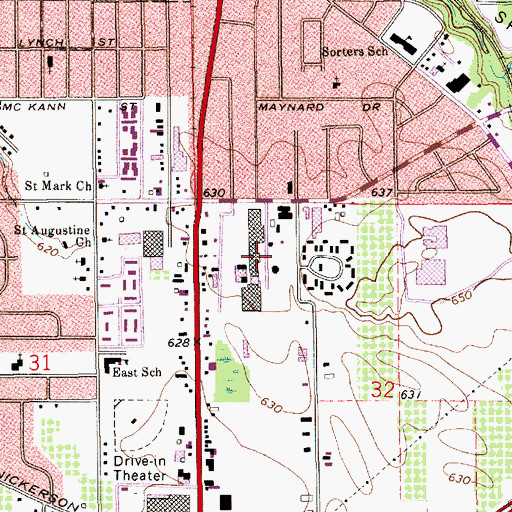 Topographic Map of Fair Plain Plaza Shopping Center, MI