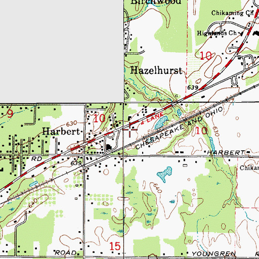 Topographic Map of Harbert Community Park, MI