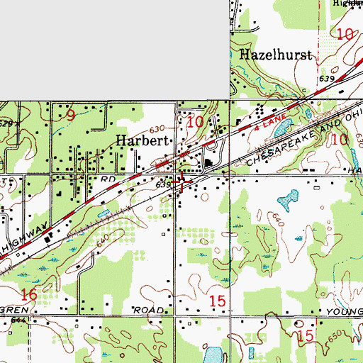 Topographic Map of Harbert Station (historical), MI