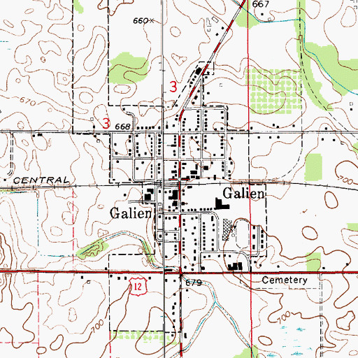 Topographic Map of Galien Station, MI
