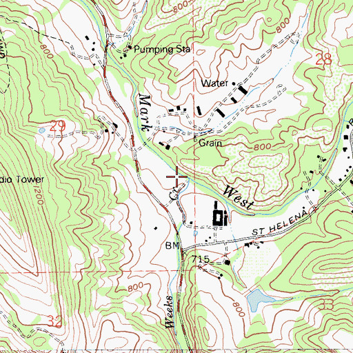 Topographic Map of Weeks Creek, CA