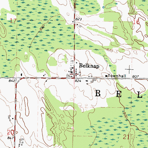 Topographic Map of Nagel Post Office (historical), MI
