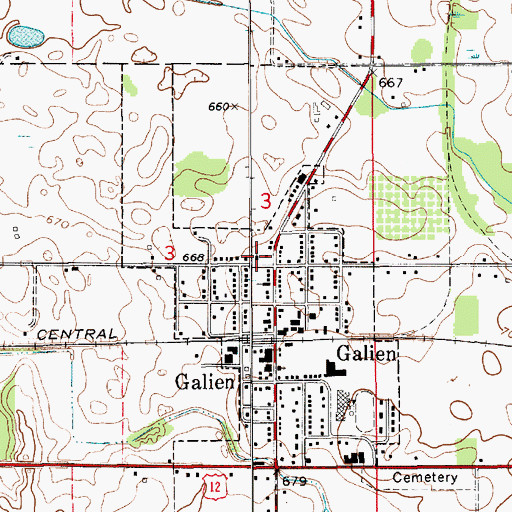 Topographic Map of Saint Peters Evangelical Church, MI