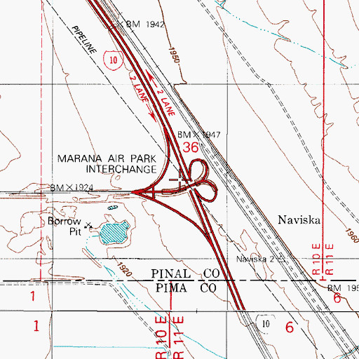 Topographic Map of Marana Air Park Interchange, AZ